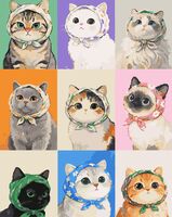 Картина по номерам "Котики в косыночках" (400х500 мм)