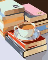 Картина по номерам "Чай и стопка книг" (400х500 мм)