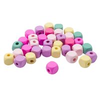 Бусины деревянные "Куб" (10 мм; 35 шт.; светлый микс)