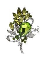 Брошь "Императрица. Букет" (светло-зелёная в серебре)