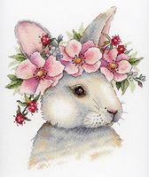 Вышивка крестом "Кролик в цветах" (20х24 см)