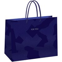 Пакет бумажный подарочный "Blue pattern" (32х26х12 см)