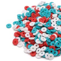 Бусины из полимерной глины "Колечки" (6 мм; зеленый, белый, красный микс)