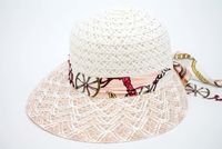 Шляпа женская "Summer" (белый с персиковыми полями)