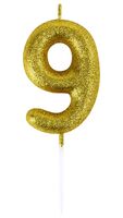 Свеча для торта "Цифра 9" (золотой)