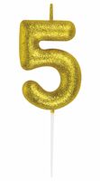 Свеча для торта "Цифра 5" (золотой)
