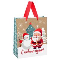 Пакет бумажный подарочный "Happy Santa" (32х26х12 см)
