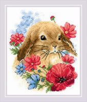 Вышивка крестом "Кролик в цветах" (150х180 мм)