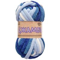 Пряжа "Джамбо №09" (150 г; 13 м; серый/белый/темно-синий)