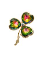 Брошь "Трехлистный клевер" (цветной в золоте)