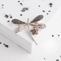 Брошь "Стрекоза" (серо-коричневая в кофейном золоте)