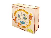 Деревянный пазл "Мама и малыш. Кто что ест" (18 элементов)