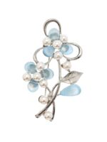 Брошь "Цветы" (голубая в серебре)