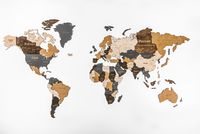 Пазл деревянный "Карта мира" (72х130 см; многоуровневый, сканди)