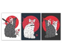 Набор открыток №35 "Японский арт. Коты -1" (3 шт.)
