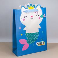 Пакет бумажный подарочный "Cute catmermaid" (42х32х11,5 см)