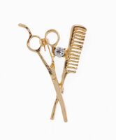 Брошь "Парикмахер" (белая в золоте)