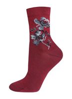 Носки "Цветы" (тёмно-бордовый)