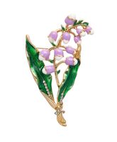 Брошь "Цветы колокольчики" (цветная в золоте)