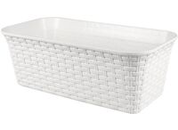 Кашпо "Ротанг" (43х20 см; белый)