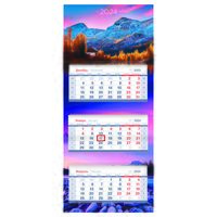 Календарь настенный квартальный на 2024 год "Природа" (19,5х47,5 см)