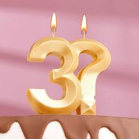 Свеча для торта "Грань. Цифра 3?. Золотой металлик"