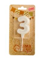 Свеча для торта "Праздник. Цифра 3" (жемчужный перламутр с блестками)