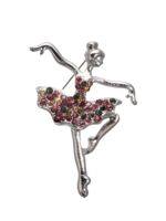 Брошь "Балерина" (цветная в серебре)