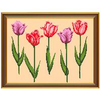 Канва с рисунком для вышивания бисером "Тюльпаны" (260х350 мм)