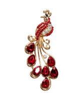 Брошь "Жар-птица" (красная в золоте)