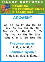 Правила по русскому языку 1-4 класс. Набор карточек для детей