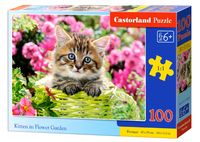 Пазл "Котёнок в цветочном саду" (100 элементов)