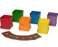 Набор горшков для цветов и рассады с индивидивидуальным поддоном и выдвижным дном (6 шт,микс)