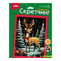 Скретчинг "Новогодний олень" (разноцветный)
