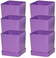 Набор горшков для цветов и рассады с индивидивидуальным поддоном и выдвижным дном (6 шт, фиолетовый)