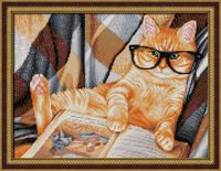 Алмазная вышивка-мозаика "Кот за книжкой" (400х300 мм)