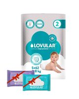 Подгузники "Lovular. Hot Wind" (4-8 кг; 62 шт.; + влажные салфетки)