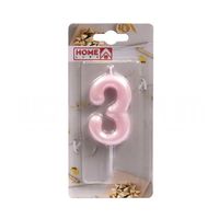Свеча для торта "Цифра 3" (розовая)