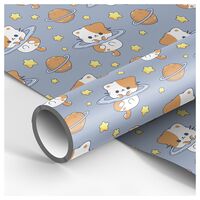 Бумага упаковочная "Space kitten" (70х100 см)