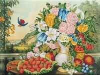 Кристальная вышивка-мозаика "Пейзаж – Фрукты и Цветы, Фрэнсис Флора Бонд Палмер" (400х300 мм)