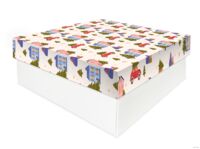 Подарочная коробка "Новогодние машинки" (20х20х8 см)